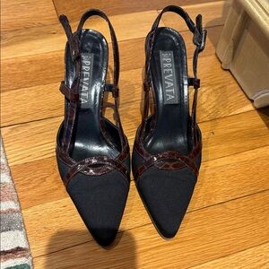 Prevata Women's Elegant Black and Brown Heels